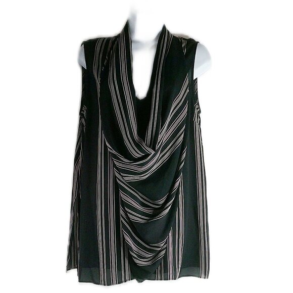 BCBG Maxazria - Sleeveless Sheer V-Neck with Cowl Overlay - Size Small - Picture 1 of 4